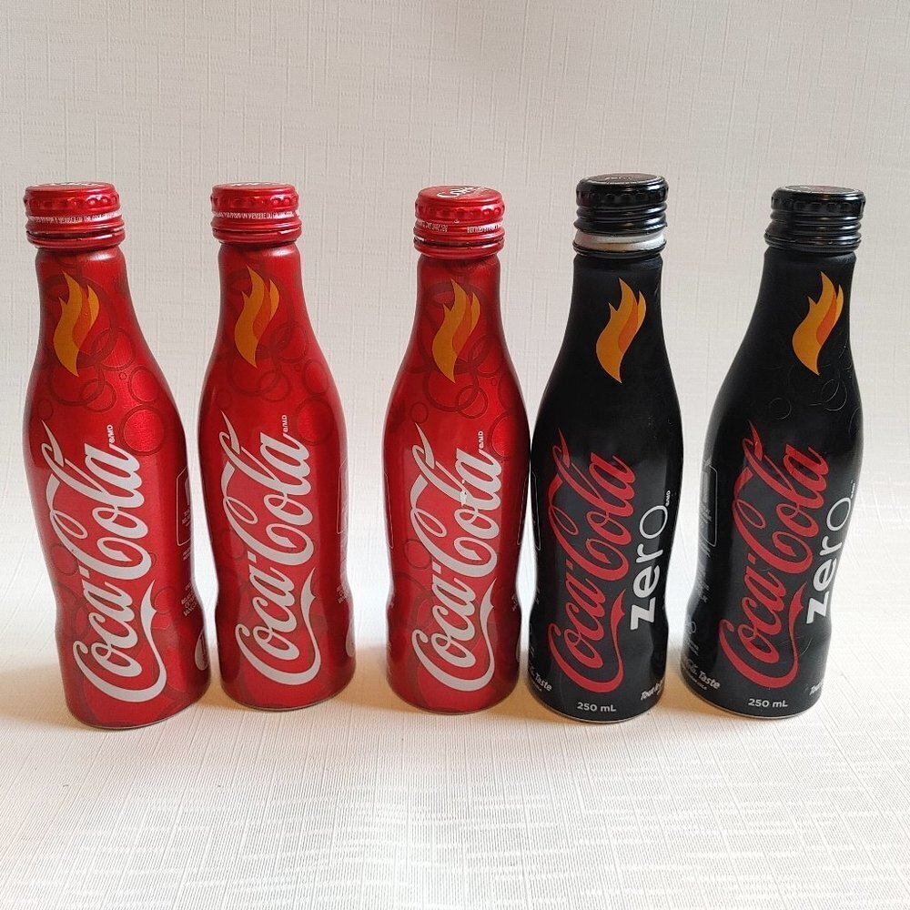 LOT of COCA COLA Aluminum Bottles With Caps EMPTY TORCH RELAY